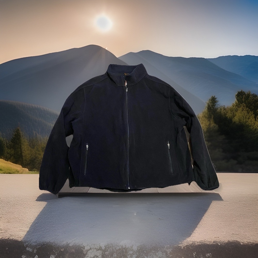LL Bean Black Fleece Jacket Men's 2XL Full Zip Solera Embroidery
